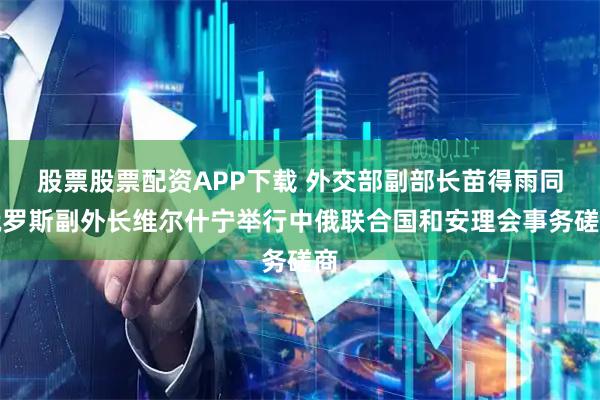 股票股票配资APP下载 外交部副部长苗得雨同俄罗斯副外长维尔什宁举行中俄联合国和安理会事务磋商